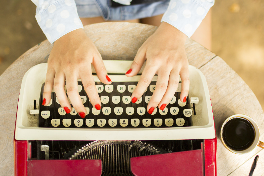 writing on a type writer keyboard